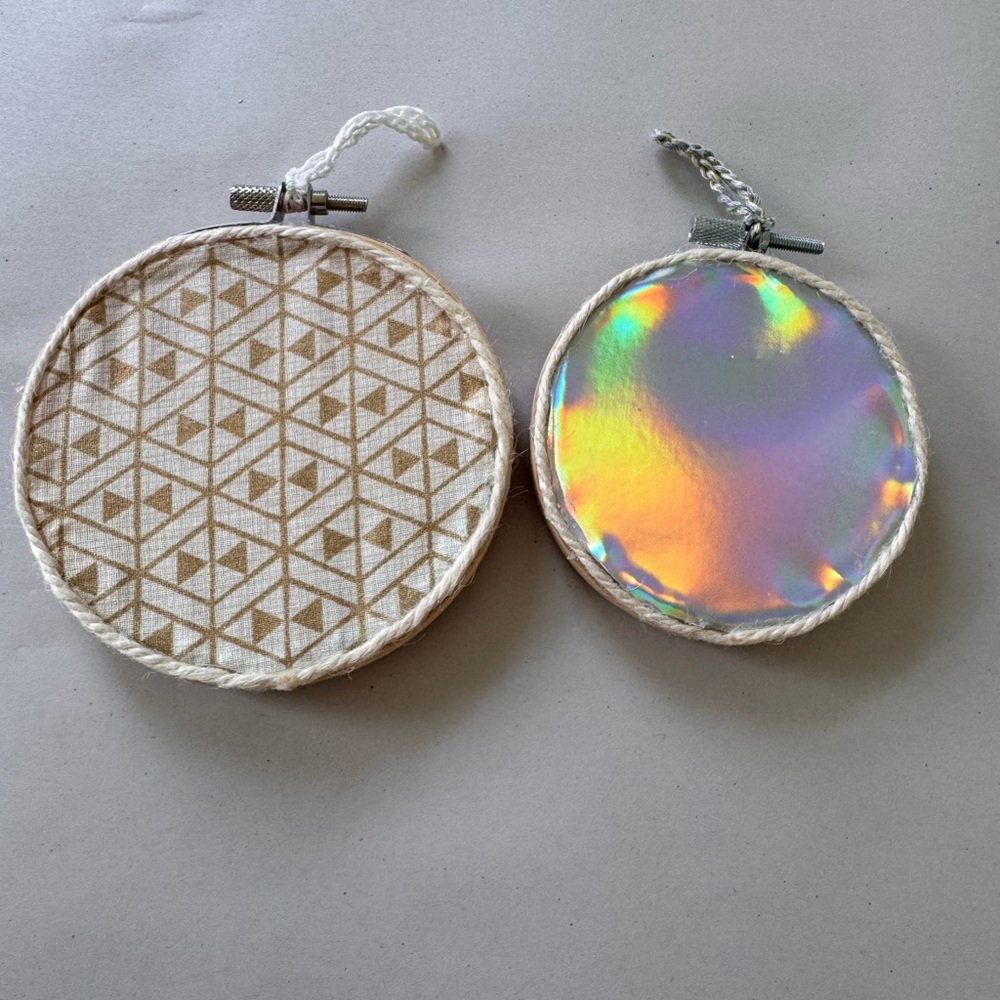 *HANDMADE* Custom Hand Stitched Glass Hoop Decor (2) - Picture 4 of 4